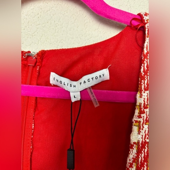 NWT Tuckernuck English Factory Red & White Tweed Puff Sleeve Tiered Dres… - Picture 9 of 13